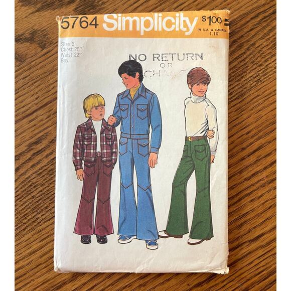 Vintage 1970s Sewing Pattern Simplicity 5764 Boys Size 6 Jacket Pants COMPLETE - Picture 1 of 2
